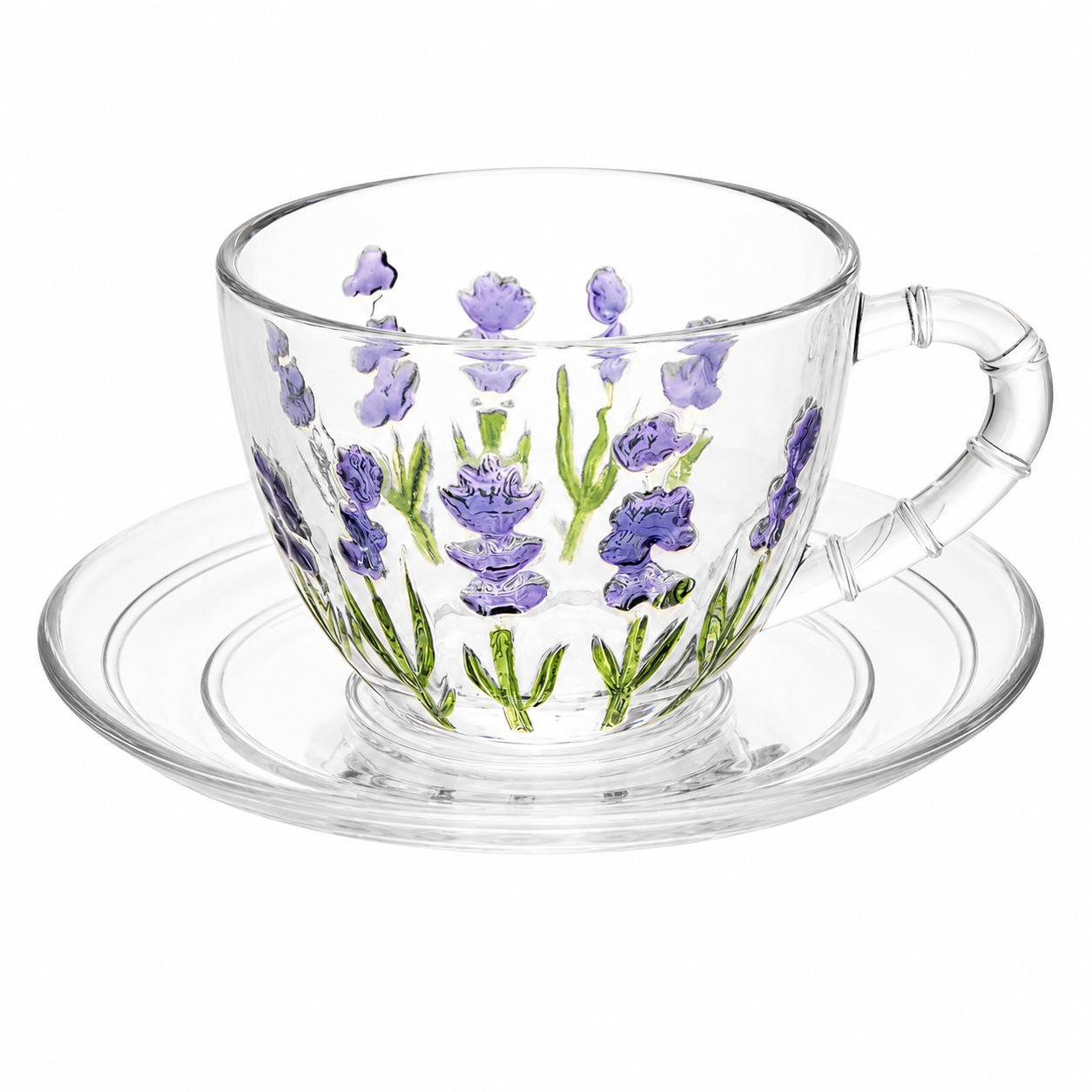 Xícara de Chá Lavanda Hand Painting Cristal Lyor