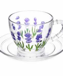 Xícara de Café Cristal Lavanda Hand Painting Lyor