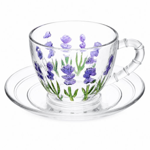 Xícara de Café Cristal Lavanda Hand Painting Lyor