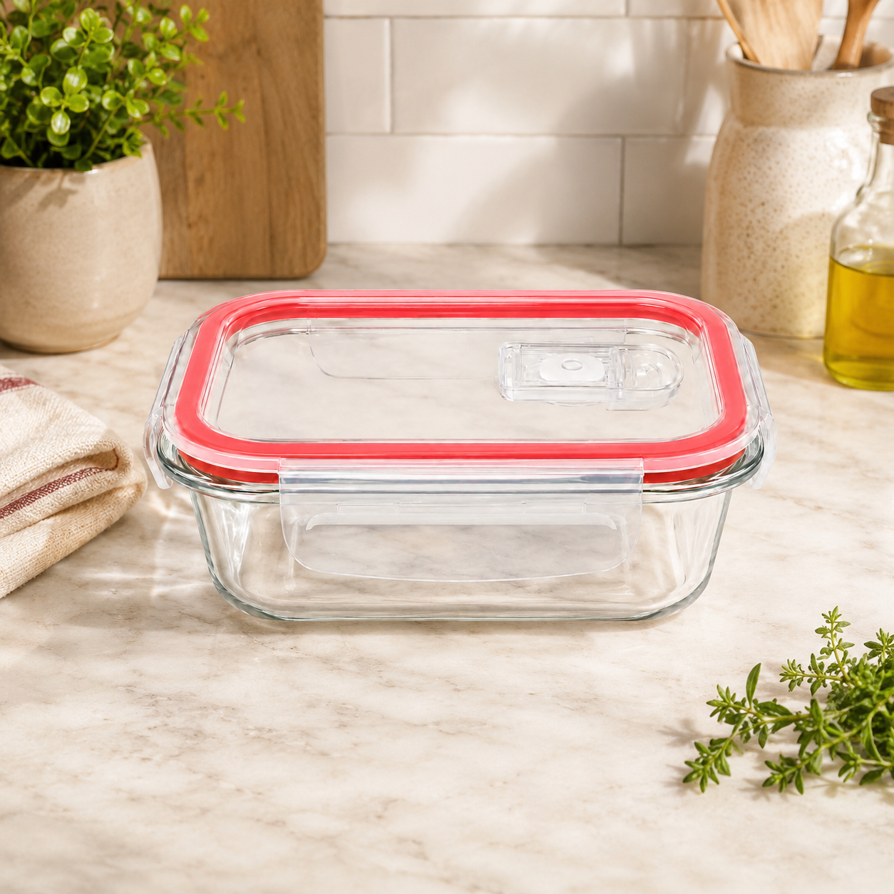 Pote Hermético Retangular 700ml com Válvula