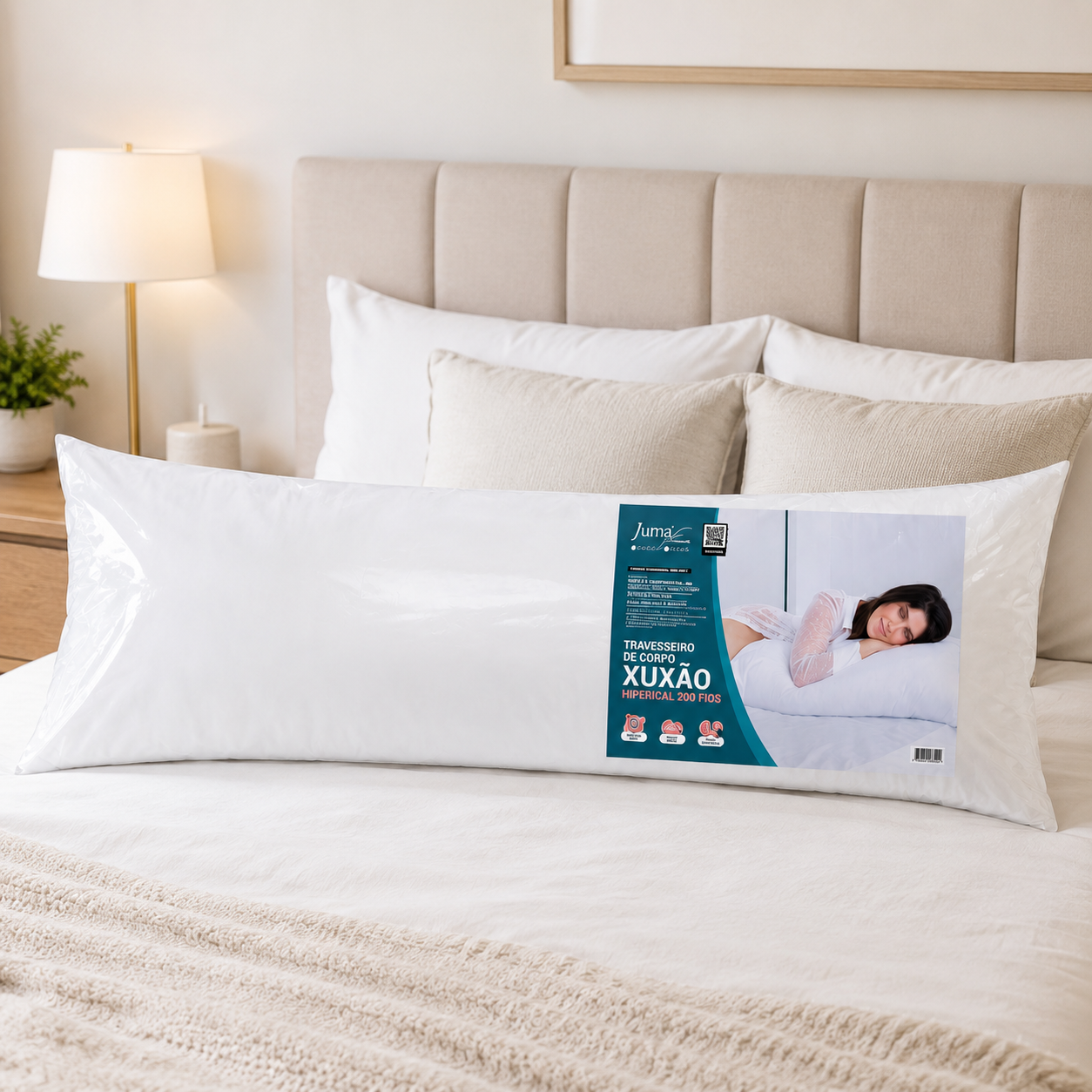 Travesseiro Gigante Xuxão 1x45cm Microfibra Branco Juma