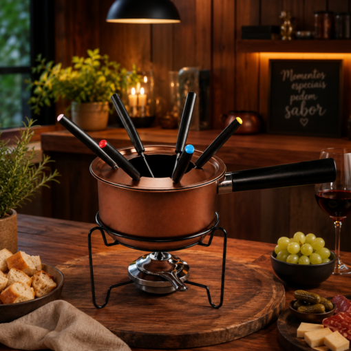 Jogo Fondue 11 Peças Aço Carbono Cobre 16cm