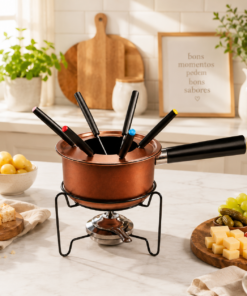 Jogo Fondue 11 Peças Aço Carbono Cobre 16cm