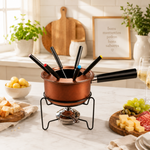 Jogo Fondue 11 Peças Aço Carbono Cobre 16cm