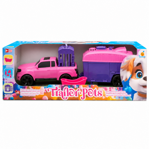 Trailer Pets Rosa Brinquedo Infantil para Cuidar dos Pets