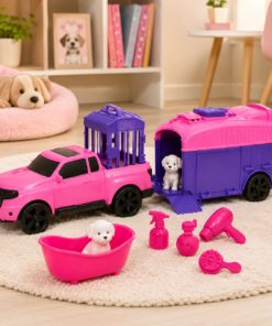 Trailer Pets Rosa Brinquedo Infantil para Cuidar dos Pets