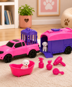 Trailer Pets Rosa Brinquedo Infantil para Cuidar dos Pets