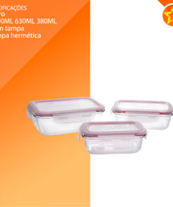 Conjunto 3 Potes Casambiente com Tampa