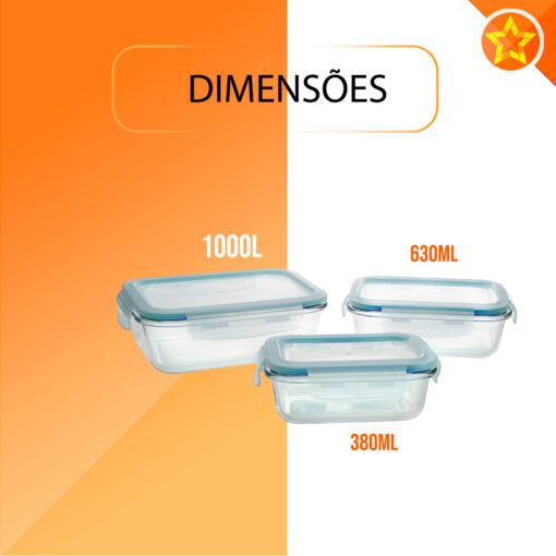 Conjunto 3 Potes Casambiente com Tampa