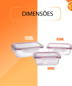 Conjunto 3 Potes Casambiente com Tampa