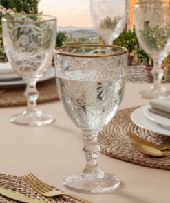 Jogo de Taças de Água Fleur Vidro Filete Dourado 320ml