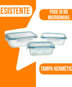 Conjunto 3 Potes Casambiente com Tampa