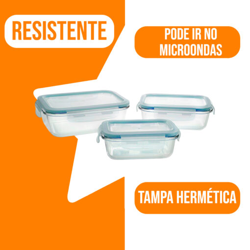 Conjunto 3 Potes Casambiente com Tampa