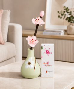 Mini Vaso de Cerâmica com Varetas Decoradas 4x7 cm MK Estrela