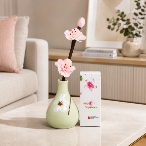 Mini Vaso de Cerâmica com Varetas Decoradas 4x7 cm MK Estrela