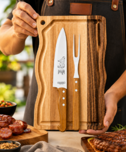 Kit Churrasco Tramontina 3 Peças Inox Cabo Madeira