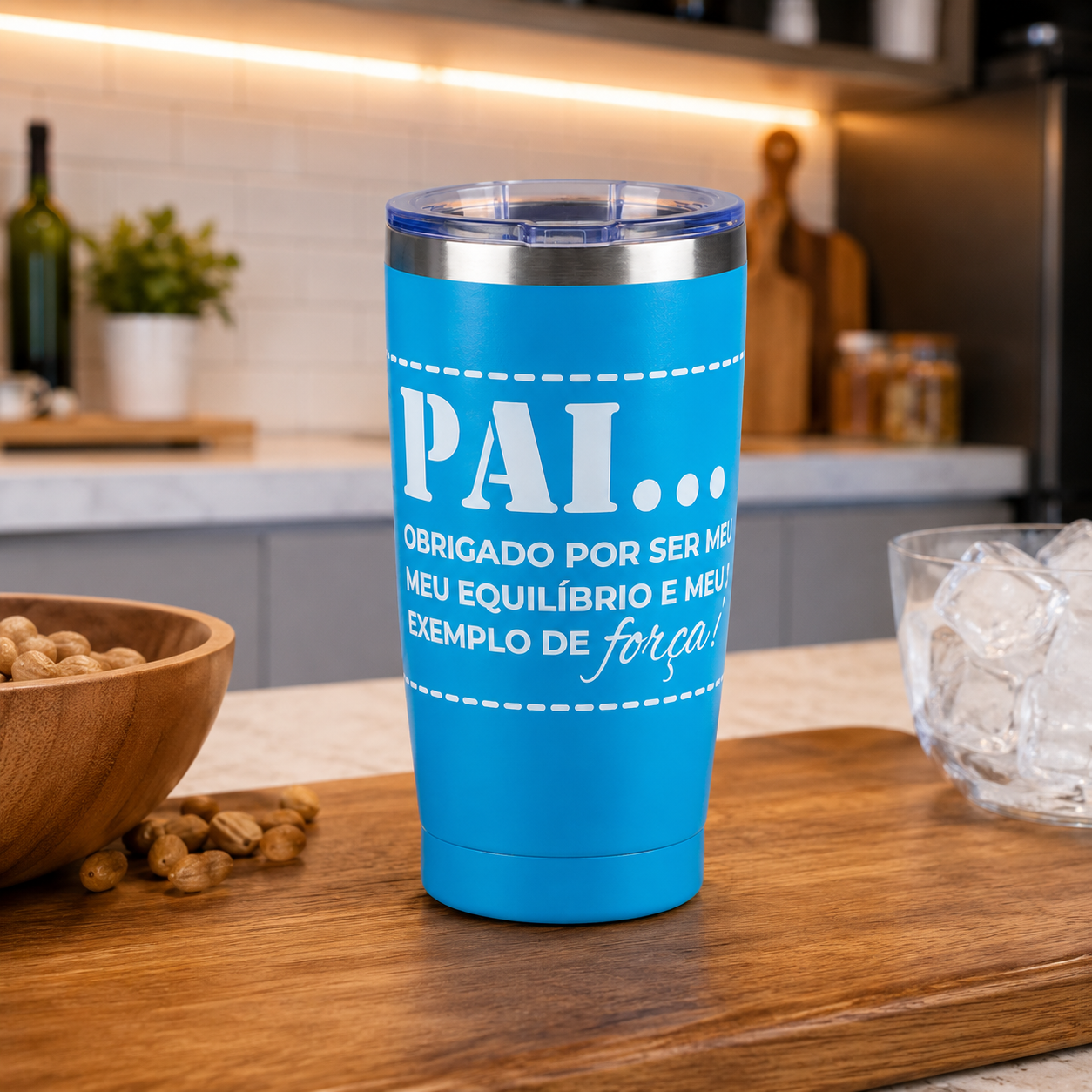 Copo Térmico Pai Amor e Força para Chopp 600ml com Tampa
