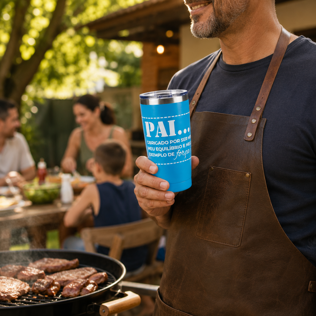 Copo Térmico Pai Amor e Força para Chopp 600ml com Tampa