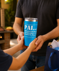 Copo Térmico Pai Amor e Força para Chopp 600ml com Tampa