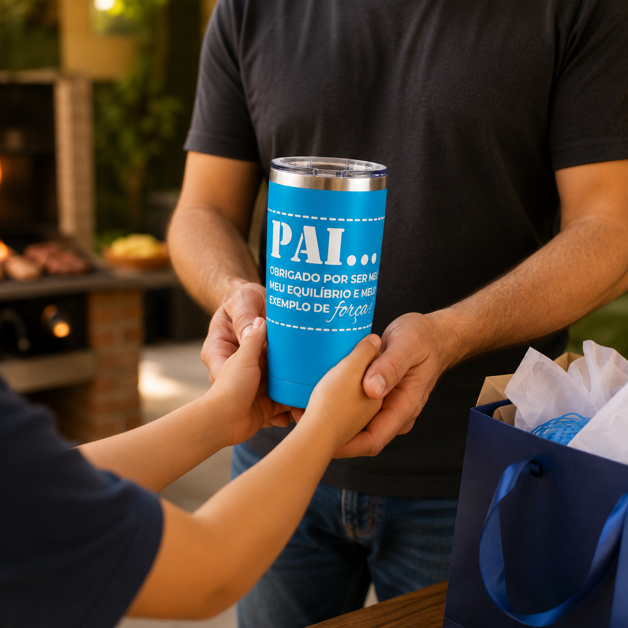 Copo Térmico Pai Amor e Força para Chopp 600ml com Tampa