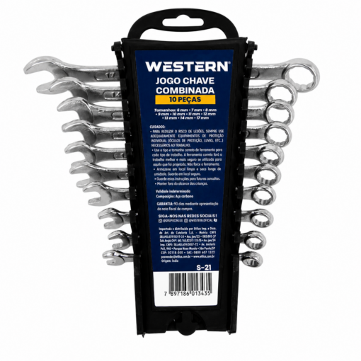 Jogo Chave Combinada 6 a 17mm 10 Peças Western