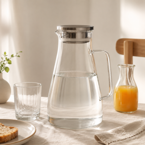 Jarra de Vidro Borossilicato 1,7L com Tampa Inox