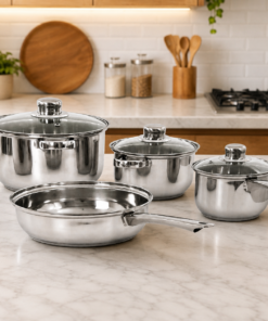 Jogo de Panelas Inox Gourmet 7 Peças com Tampa de Vidro