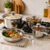 Jogo de Panelas Inox Gourmet 7 Peças com Tampa de Vidro