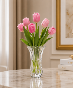 Vaso de Vidro Tulipa 22cm para Flores Decorativo