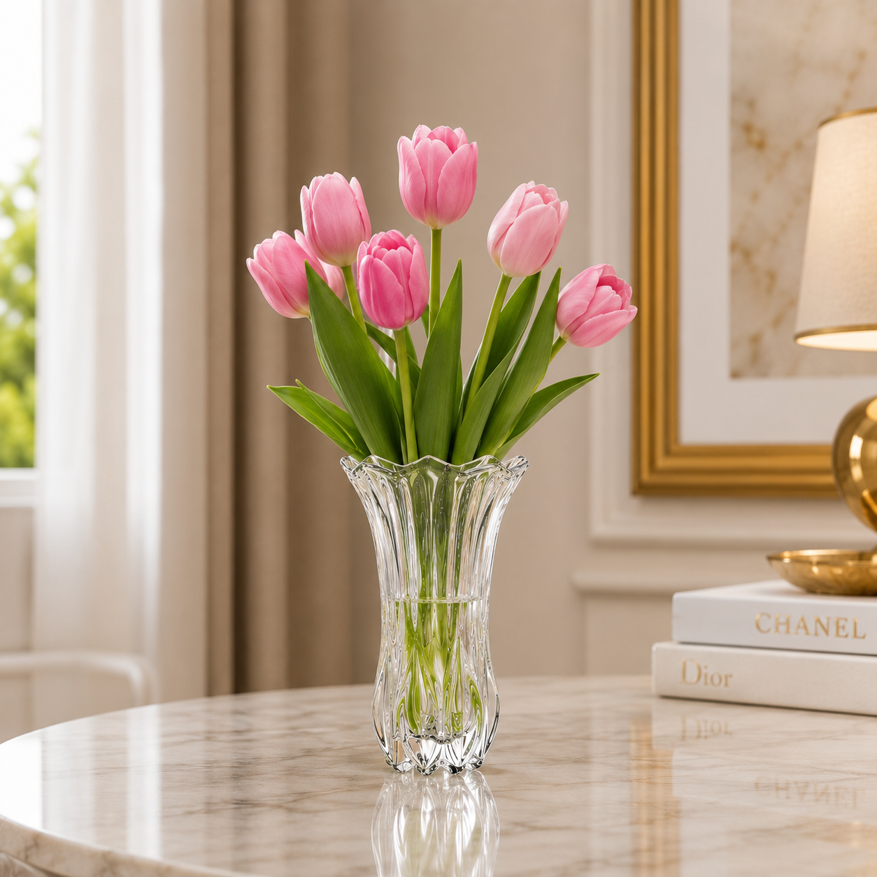 Vaso de Vidro Tulipa 22cm para Flores Decorativo