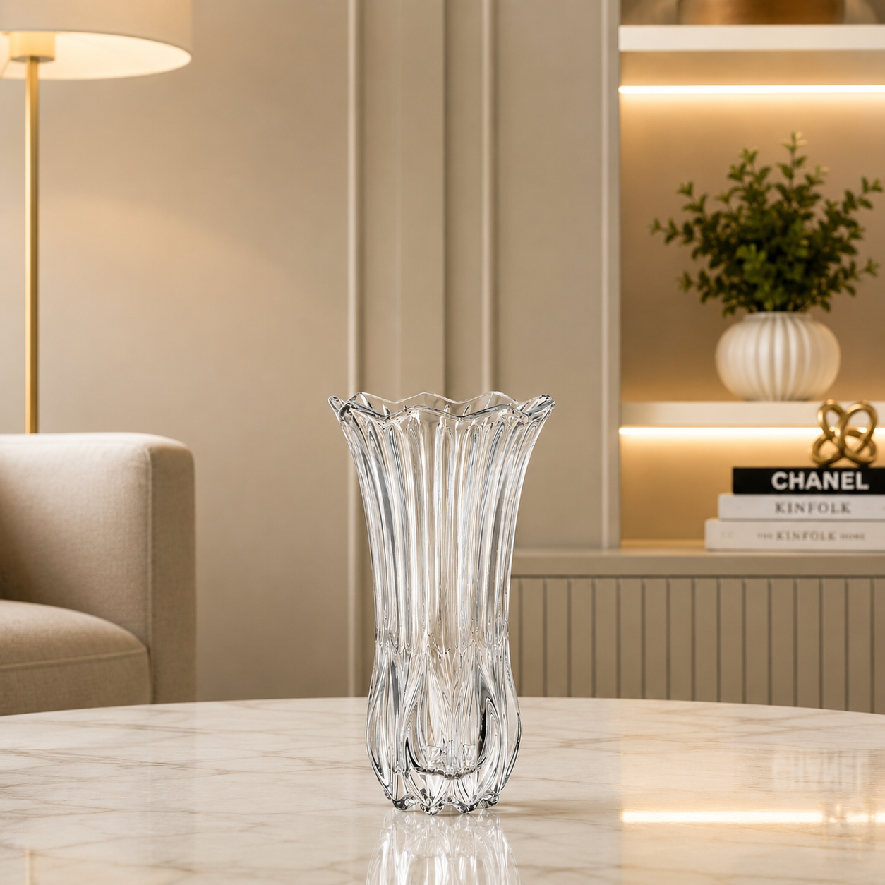 Vaso de Vidro Tulipa 22cm para Flores Decorativo