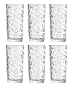 Jogo de Copos de Vidro Long Drink Fleur 360ml 6 Peças - Branco