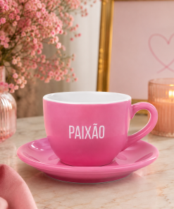 Jogo 6 Xícaras de Café com Pires Cerâmica 90ml