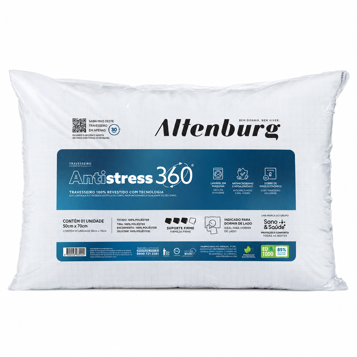 Travesseiro Antistress 360 50x70cm para Dormir