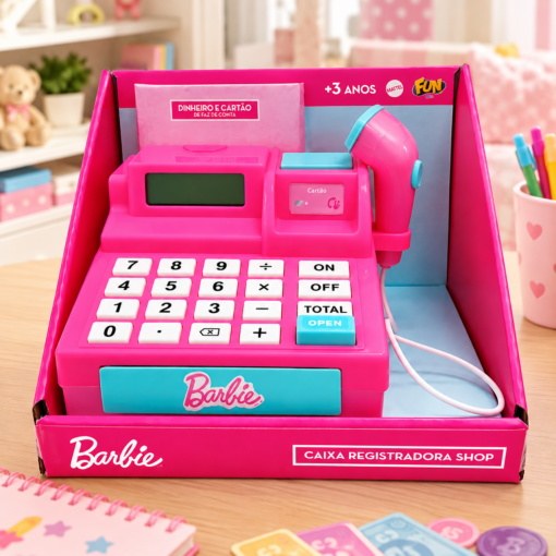 Caixa Registradora Barbie Infantil Shop de Brinquedo