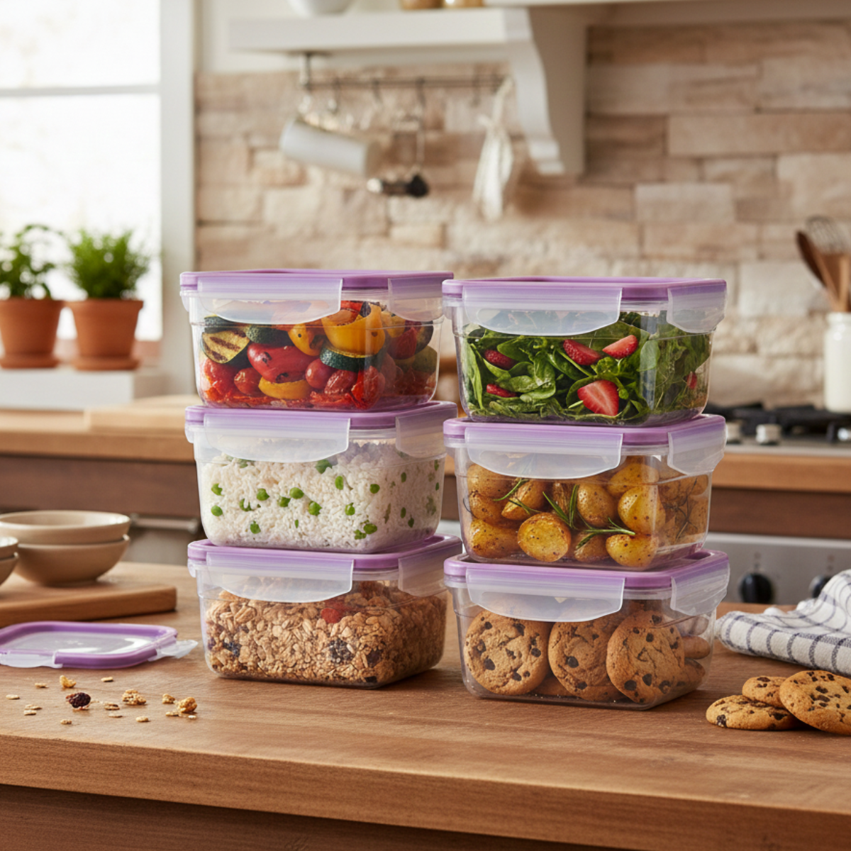 Kit 6 Pote com Hermético 537ml ideal para manter alimentos