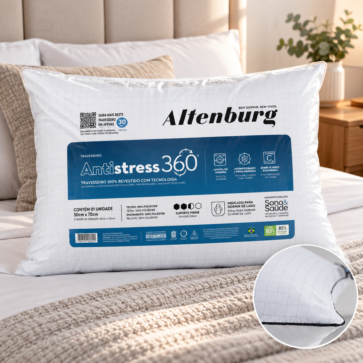 Travesseiro Antistress 360 50x70cm para Dormir