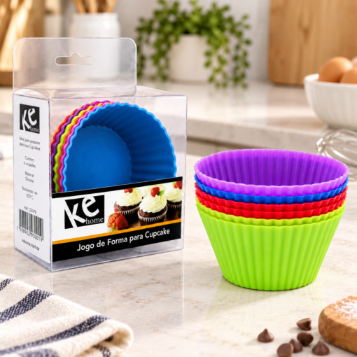 Forma de Silicone para Cupcake com 6 Peças Antiaderente