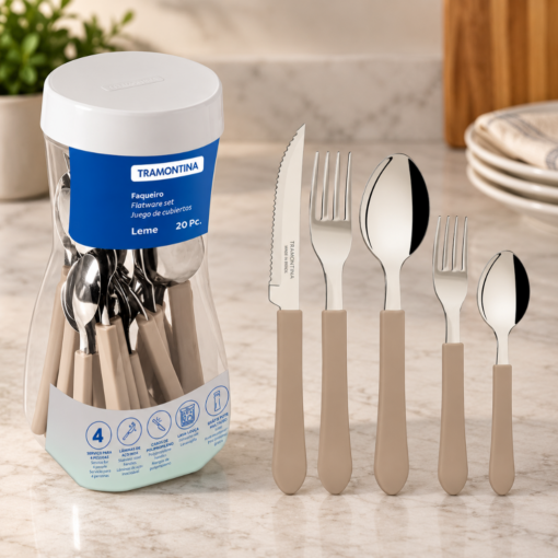 Jogo de Talheres Faqueiro Leme Inox 20 Peças Tramontina
